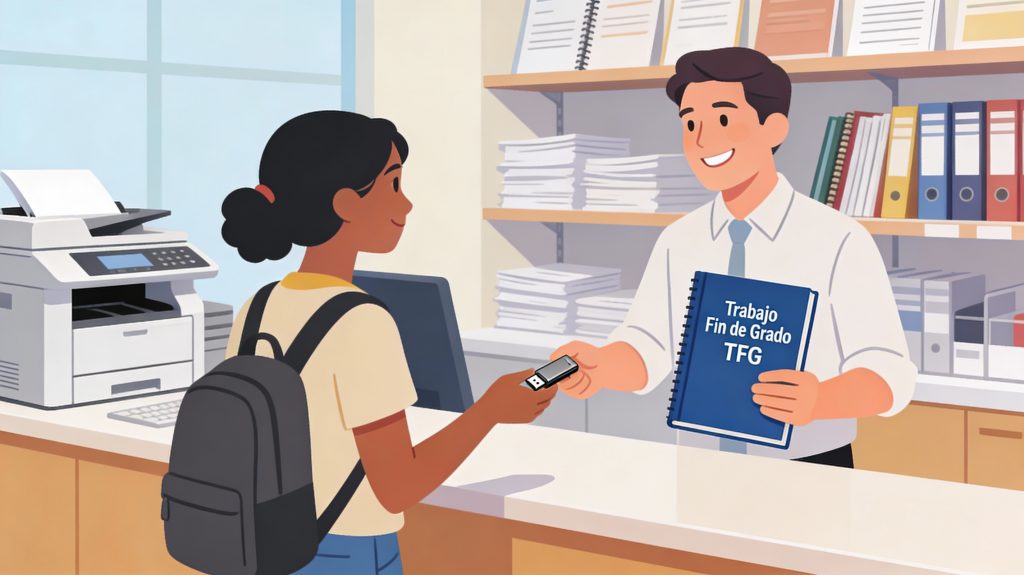 Guía completa para imprimir tu TFG en Salamanca: requisitos de formato USAL, tipos de encuadernación, plazos, precios orientativos y cómo imprimir tu Trabajo Fin de Grado sin errores.